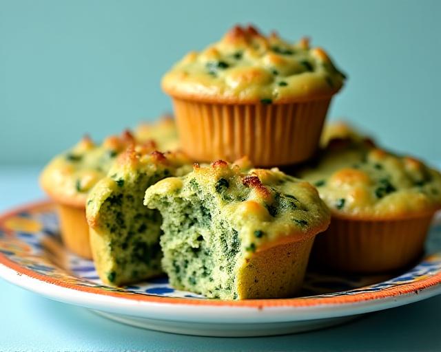 Spinach and cheese green mini muffins