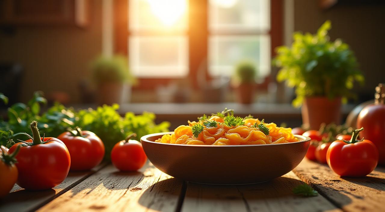 A warm kitchen scene in Brooklyn with fresh ingredients